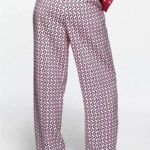 Zara Pink and White Geometric Women's Pants